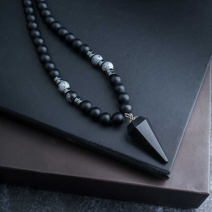 obsidian stone necklace