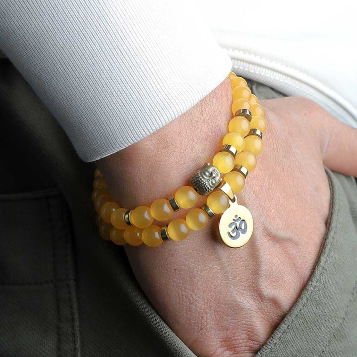 Spiritual conscience Aum Buddha Cat Eye Stone Bracelet