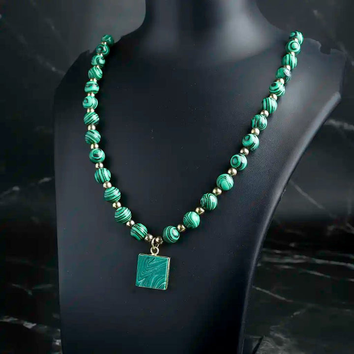 Men malachite necklace