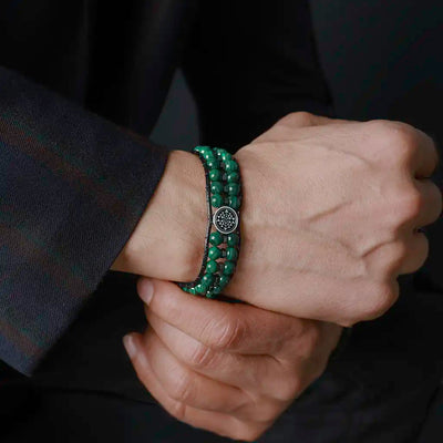 The Riches & Glory Sriyantra Natural Malachite Wristband
