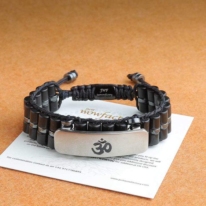 Aum Har Har Mahadev Blessed Obsidian Bracelet