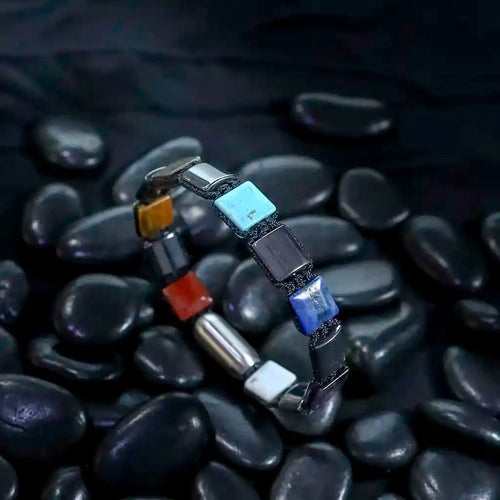 Determined & Destined 7 Chakra Hematite Pyrite Bracelet