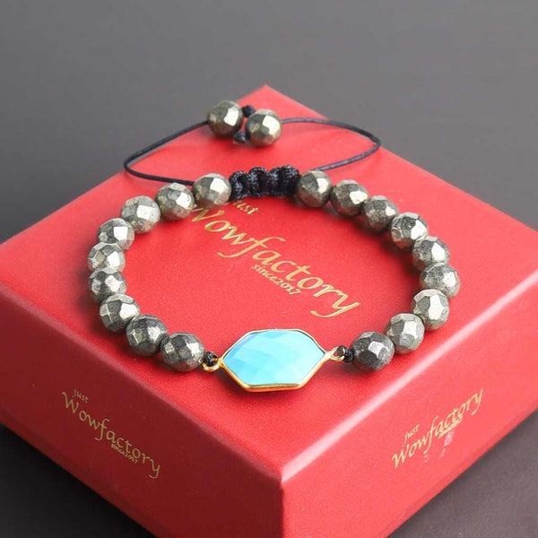 The Money & Protection Seeker Pyrite Turquoise Bracelet