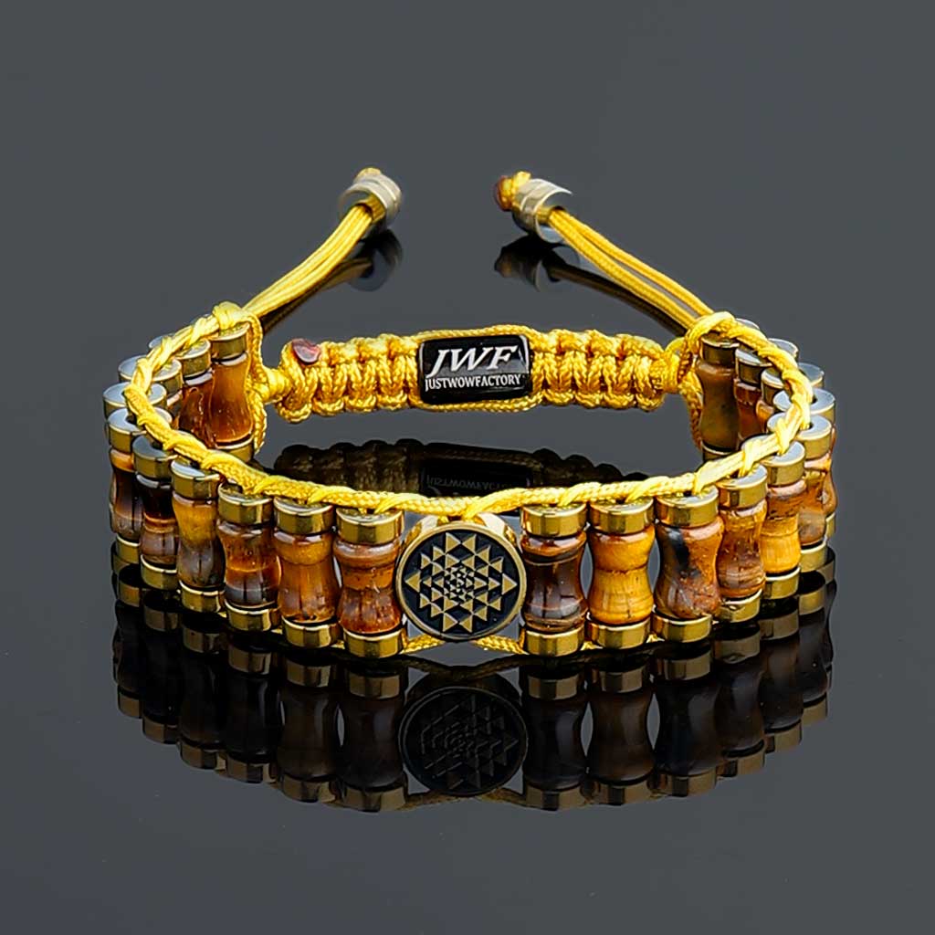 [ LIMITED EDITION ] Auspicious &amp; Divine Energy Swastik Sriyantra Tiger Eye Bracelets