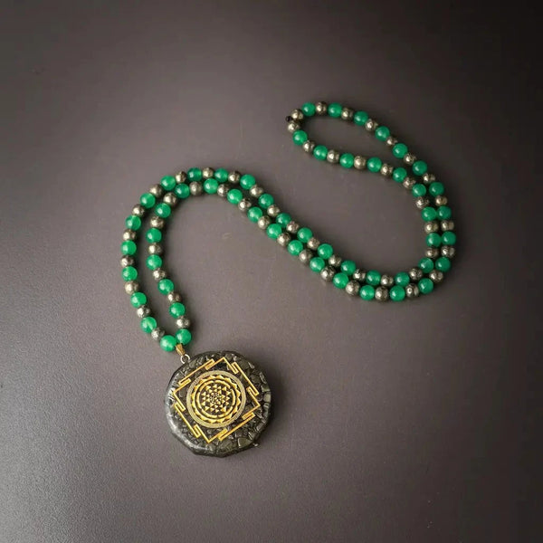 A Rational Decision 108 Sriyantra Aventurine Pyrite Stones Mala