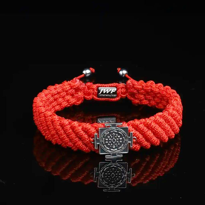 Silver Sriyantra Red String Bracelet