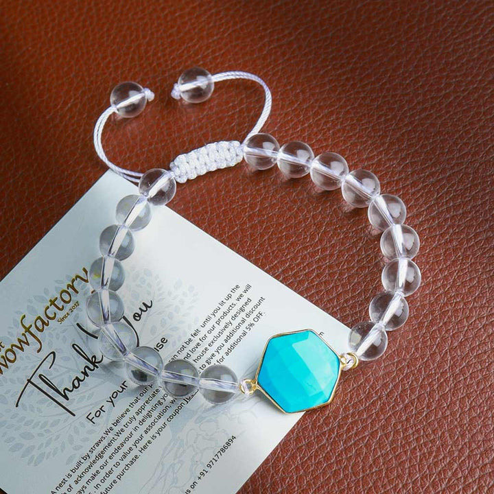 A fearless Explorer Turquoise obsidian Clear Quartz Bracelet