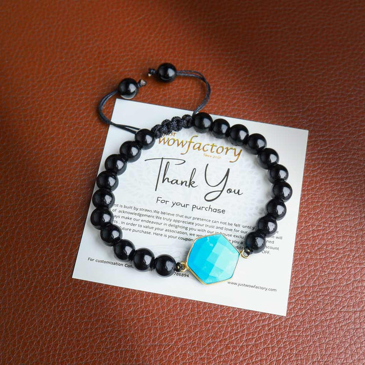 A fearless Explorer Turquoise obsidian Clear Quartz Bracelet