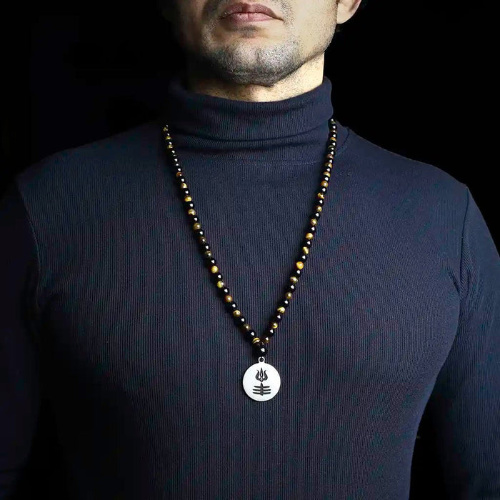 Shiva's Blessing 108 Tiger Eye Obsidian Pendant Mala