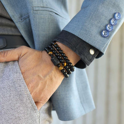 Light Up Your Dream 7chakra Tiger Eye Black Agate Peace Bracelet