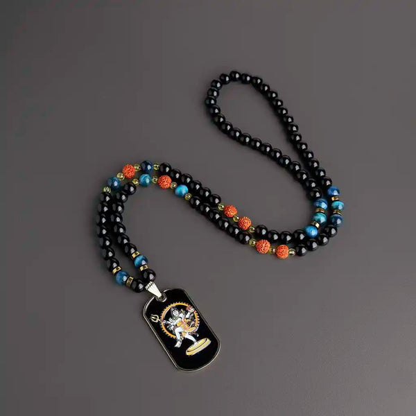 Free From All Bondage Shiva Pendant Rudraksha Obsidian Mala