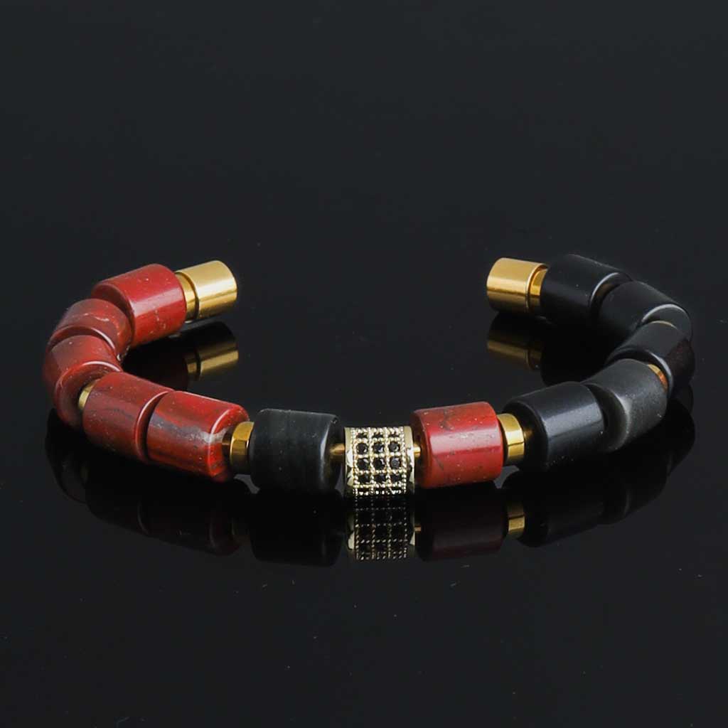 [ Limited Edition ] The Resonant Root Chakra Obsidian Half Cuff Bracelet