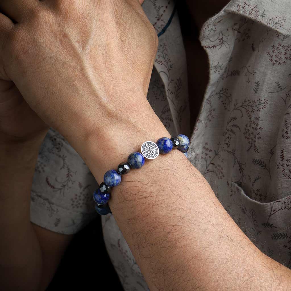 Truth Seeker Lapis Lazuli Sriyantra Hematite Bracelet