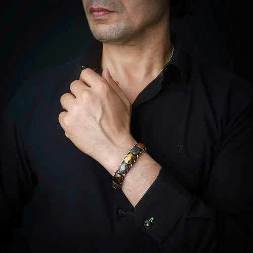 Enkindle Confidence & Positivity  Red Tiger Eye Pyrite Bracelet