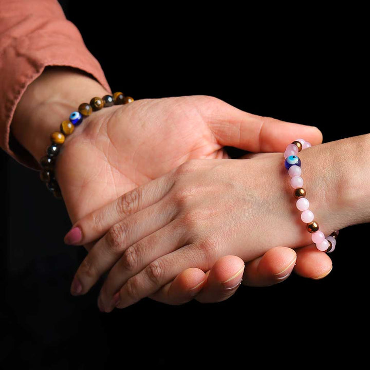 Tiger Eye Rose Quartz Couple Bracelets