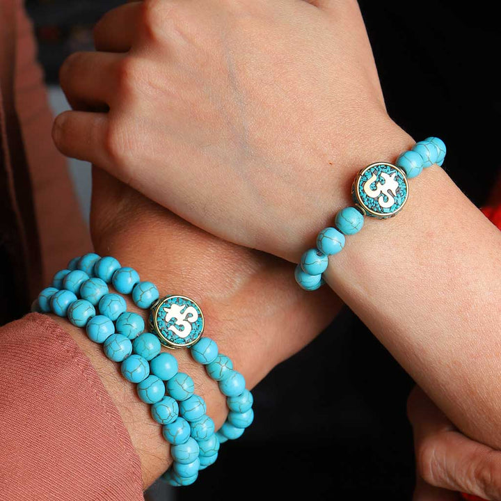 "Savour The Divinity" Aum Turquoise Bracelet