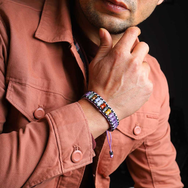 7 Chakra Amethyst Bracelet for men