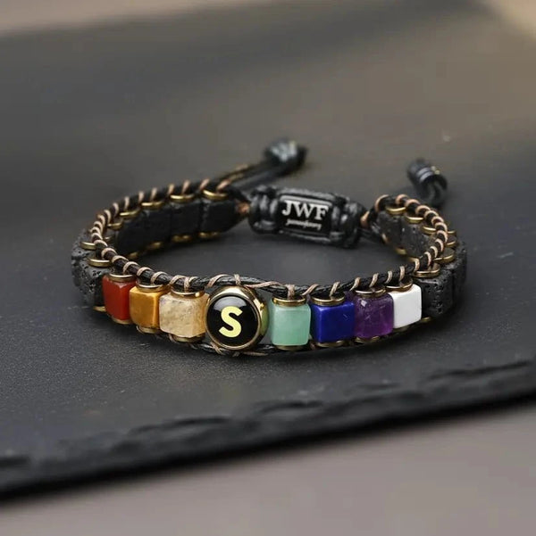 Get Your Name Initial 7 Chakra Bracelet