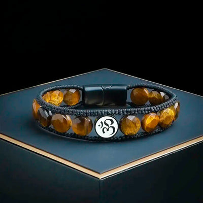 Inspirational & Instrumental Aum Tiger Eye Agate Bracelet