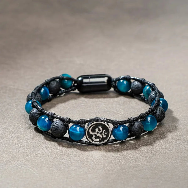 Karmic Elevation Aum Lava Tiger Eye Bracelet