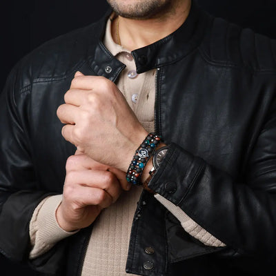 Karmic Elevation Aum Lava Tiger Eye Wristband