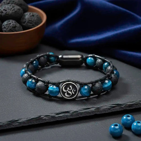 Karmic Elevation Aum Lava Tiger Eye Bracelet
