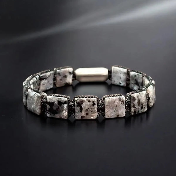 Magnetic closure larvikite bracelet for men