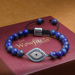 JWF™ Tryst With Elegance Threaded Lapis Lazuli Obsidian Evil Eye Bracelet