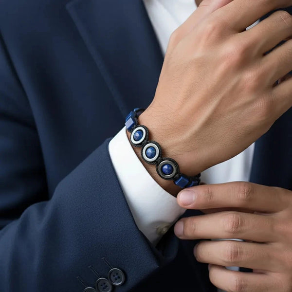 Cutting Through Problems Lapis Lazuli Flatbead Bracelet