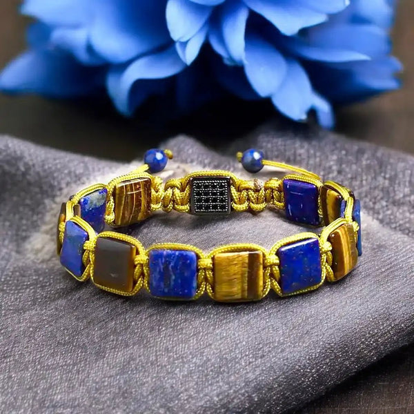 Undisguised Simplicity Flat beaded Lapis Lazuli Tiger Eye Bracelet