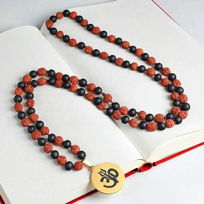 Lord Shiva Karungali Rudraksha Mala – 108 Beads with Trishul Symbol