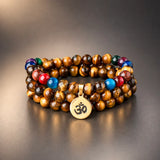 Chakra Purifying 7 Chakra Tiger Eye Aum Bracelet
