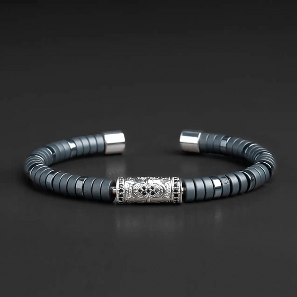 Hematite Monk Cuff Bracelet: Spiritual Embracing