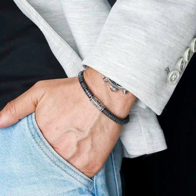 Hematite Monk Cuff Bracelet: Spiritual Embracing