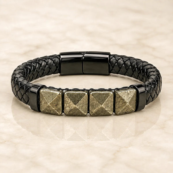 Majestic Simplicity Men Pyrite Flatbead Bracelet