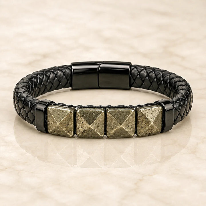 Majestic Simplicity Men Pyrite Flatbead Bracelet