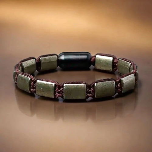 Majestic Simplicity Flat Beaded Pyrite Bracelet