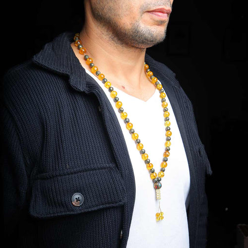 The Remarkable Elevation Citrine Pyrite Mala