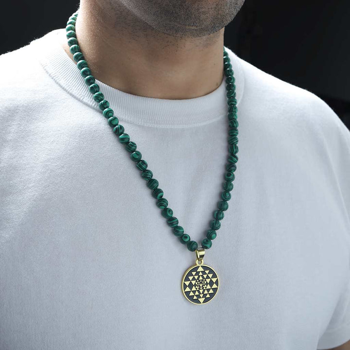 Magnanimous Approach Malachite Sriyantra Necklace Mala