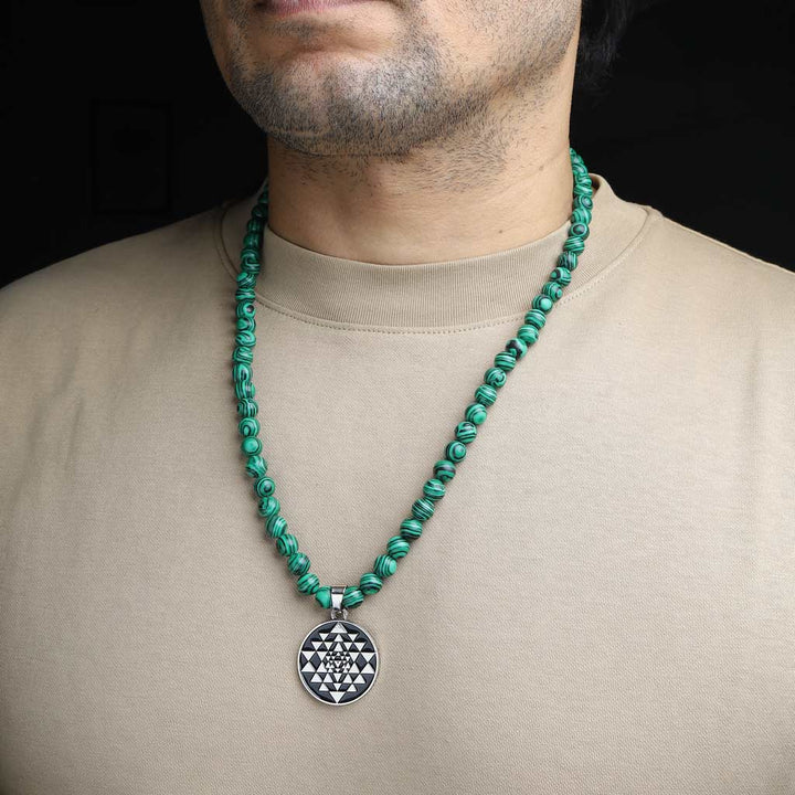 Magnanimous Approach Malachite Sriyantra Necklace Mala