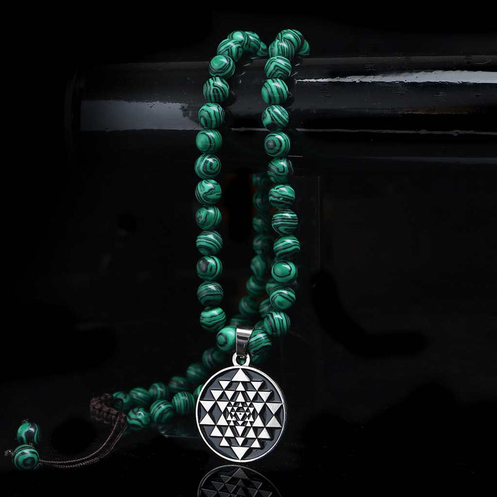 Magnanimous Approach Malachite Sriyantra Necklace Mala