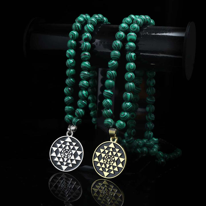 Magnanimous Approach Malachite Sriyantra Necklace Mala