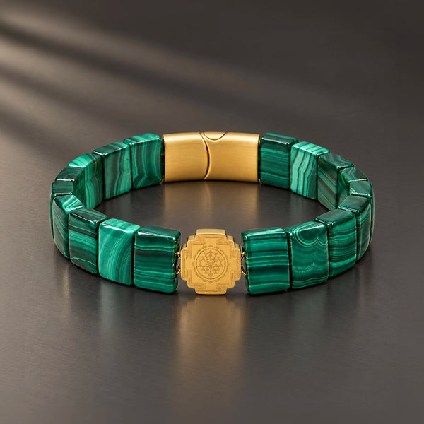 The Riches & Glory Sriyantra Natural Malachite Bracelet