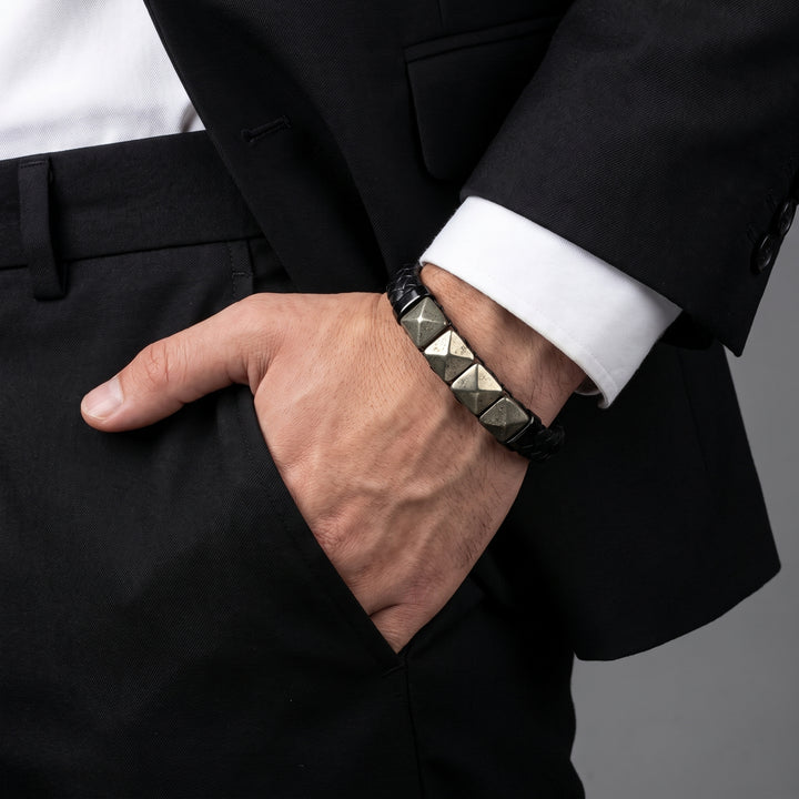 Majestic Simplicity Men Pyrite Flatbead Bracelet