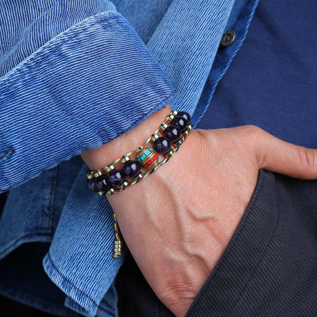 Amethyst & Lava Gemstone Bracelet | Handmade Beads Stretch – Nirvana Gems &  Jewels