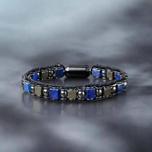 The Straight Forward Pyrite Lapis Lazuli  Bracelet