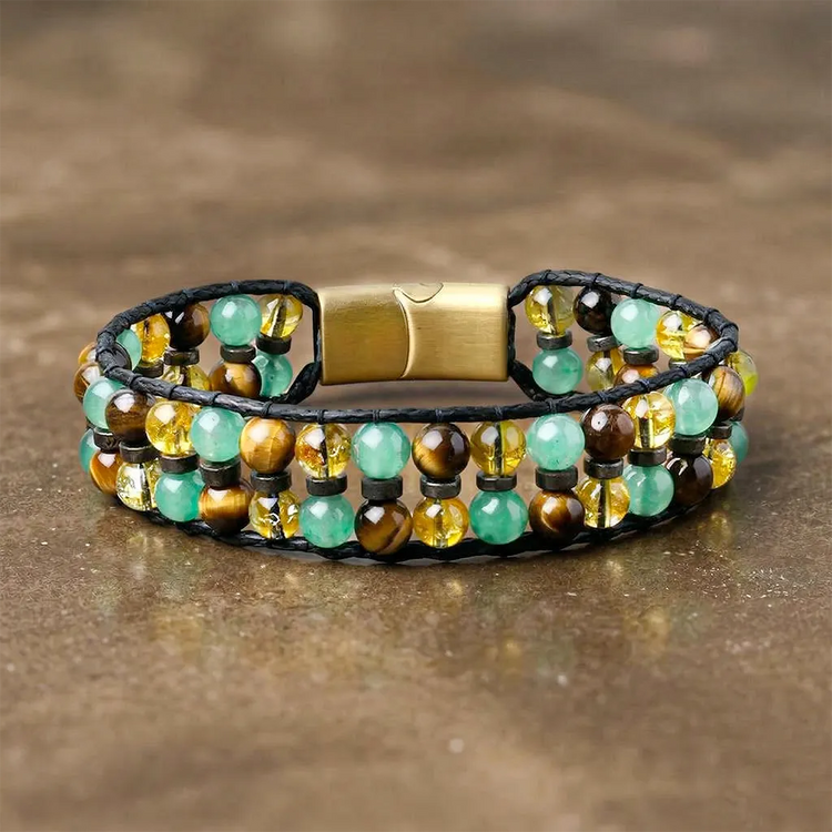 The Hustler | Wealth & Focus Bracelet (Pyrite, Tiger Eye, Citrine)