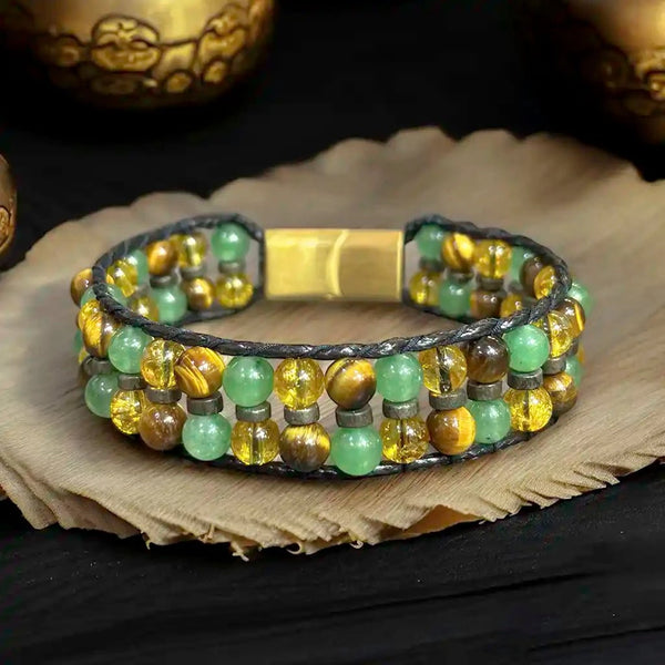 Money & Wealth Magnet Bracelet | Pyrite, Citrine, Tiger Eye, Aventurine