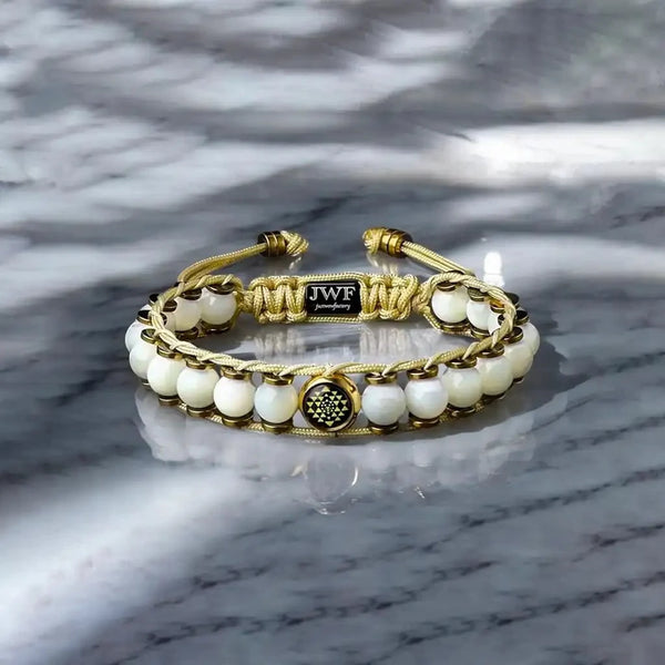 Wisdom Awakening Divine Sriyantra Mother Of Pearl Bracelet
