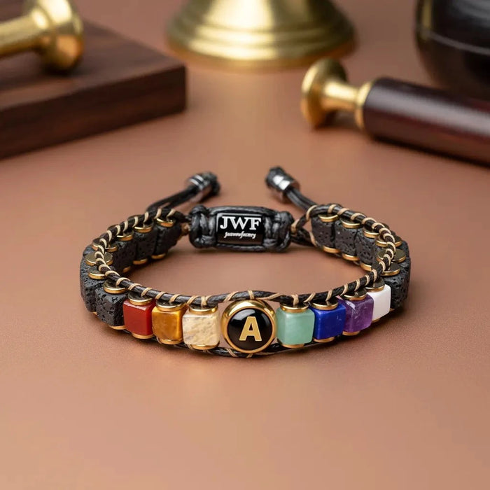 Name Initial 7 Chakra Bracelet